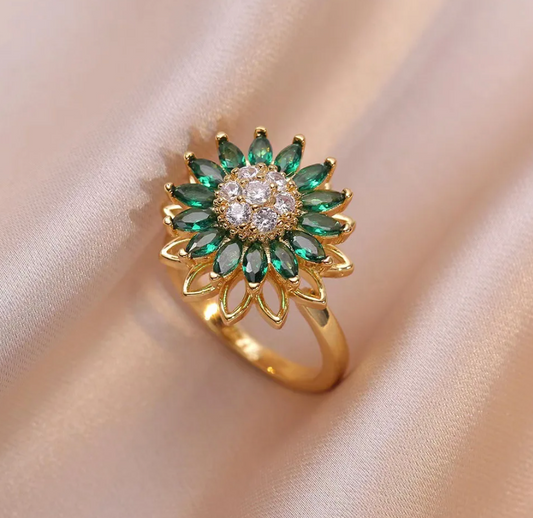 Anillo  trébol dorado de la suerte