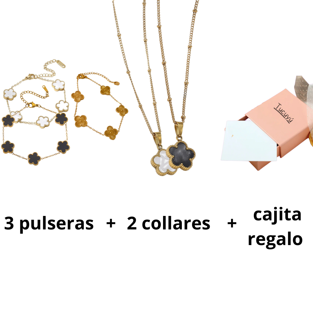 Pack Lucía - 3 pulseras + 2 collares